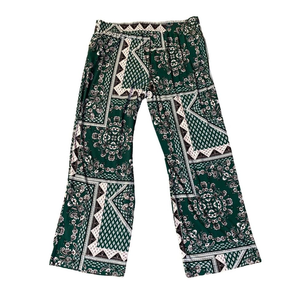 Maurices Pants Womens XL Used Green Black Casual Palazzo - Picture 4 of 13